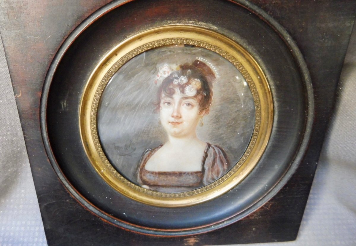 Motelay Etienne Ou Moteley XVIIIth XIXth Miniature On Ivory Young Woman Under The Directory Empire Napoleon -photo-2