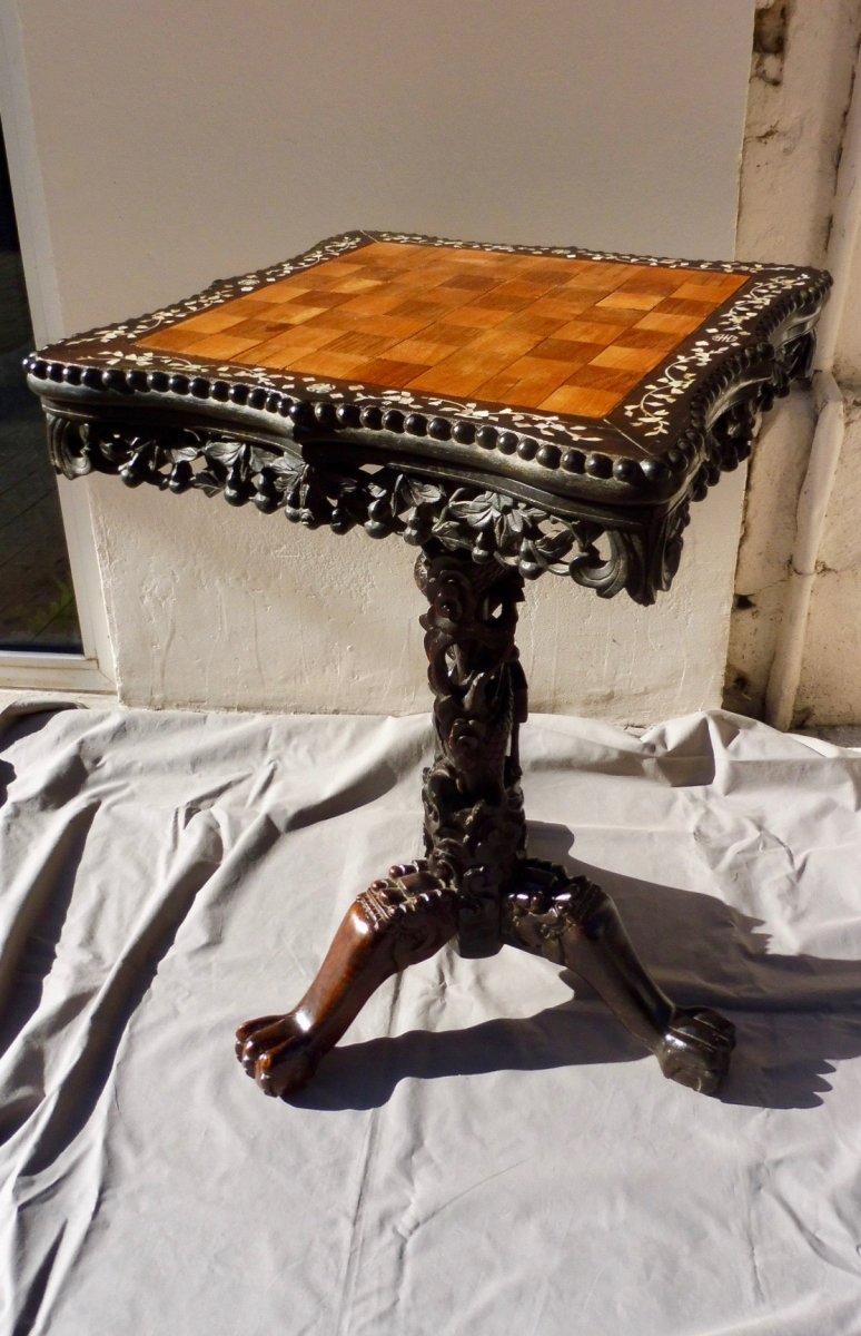 Bolster Console Salon Burgautée Inlaid Napoleon III Indochina Style Nineteenth 19th-photo-5