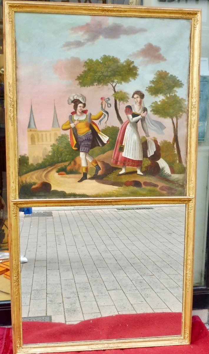 Trumeau de Chemin&eacute;e XIX&egrave;me &eacute;poque Romantique Restauration Charles X Louis-Philippe  177x97cm 19&egrave;me 