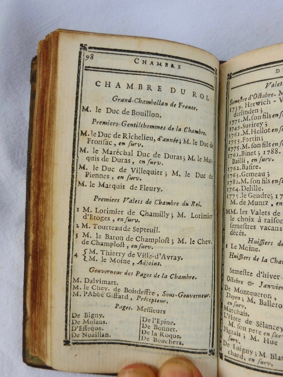 Almanach Royalde Versailles Aux Armes De Louis XVI Year 1789 Blaizot In-12 Maroquin Bordeaux XVIIIème -photo-3