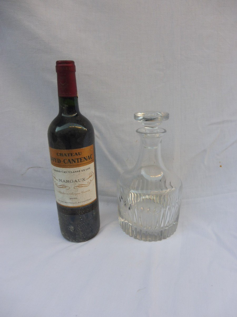 Daum Nancy France Whiskey Or Cognac Carafe In XXth Cut Crystal Signed-photo-3