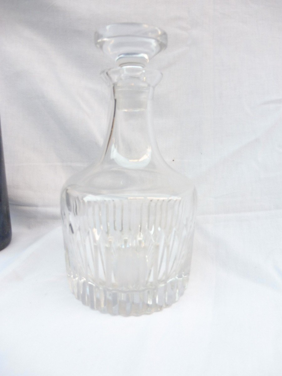 Daum Nancy France Whiskey Or Cognac Carafe In XXth Cut Crystal Signed-photo-4