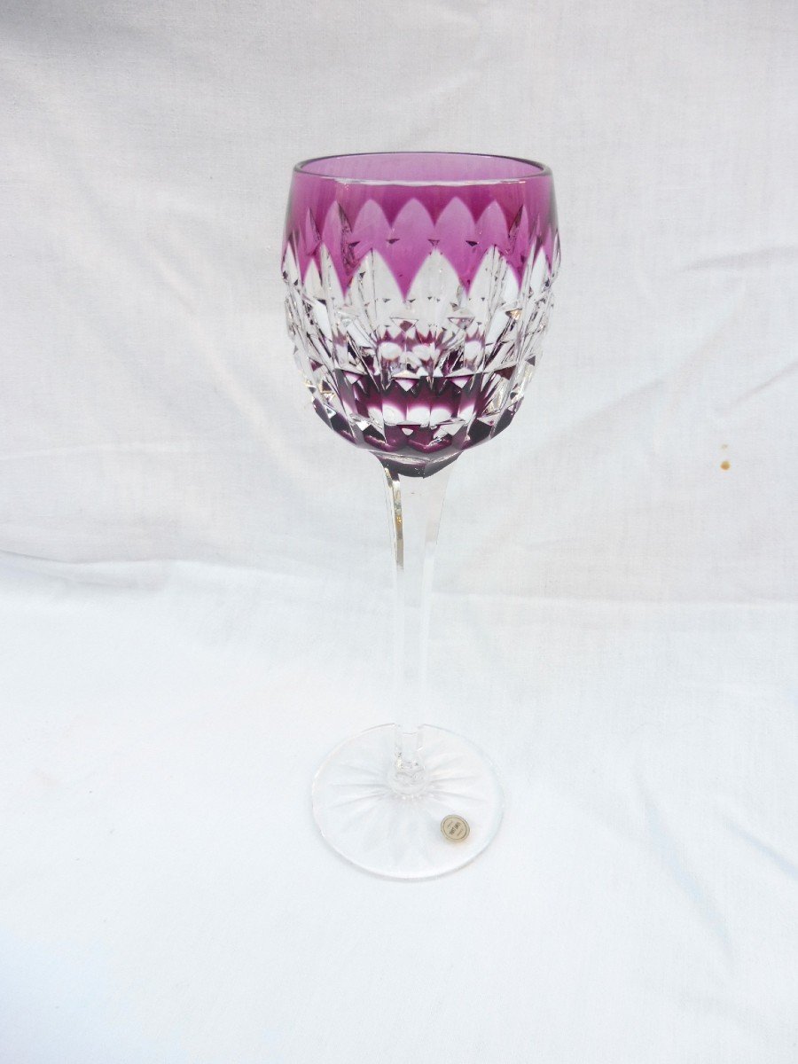 Saint-Louis Cristal Taillé Verre à Pied à Vin Blanc d'Alsace du Rhin Roemer Couleur Prune Violet Parme Pour Réassort 24 cm 
