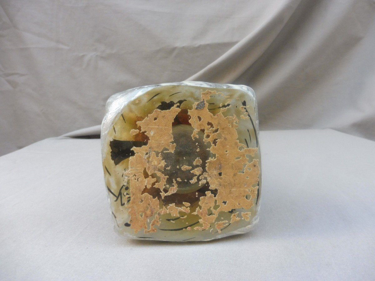 Legras Théodore (1839-1916) Verrier Vase Soliflore Art Nouveau Paysage de Neige Arbres 40 Cm Signé -photo-4