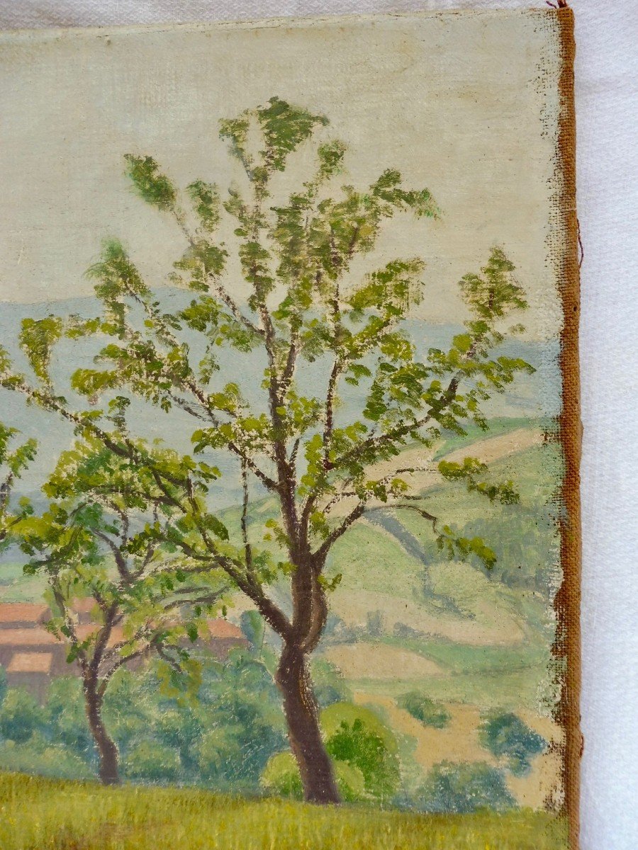 Charles Lacoste (1870-1959) Paysage du Pays Basque Huile / Toile 10p 38 x55 cm postimpressionniste Pyrénées Atlantiques près Ciboure Bordagain Euskal Herriko Paisaia Oleoa mihise gainean  postinpresionista Pirinio Atlantikoak Ziburutik Bordagainetik gertu-photo-3