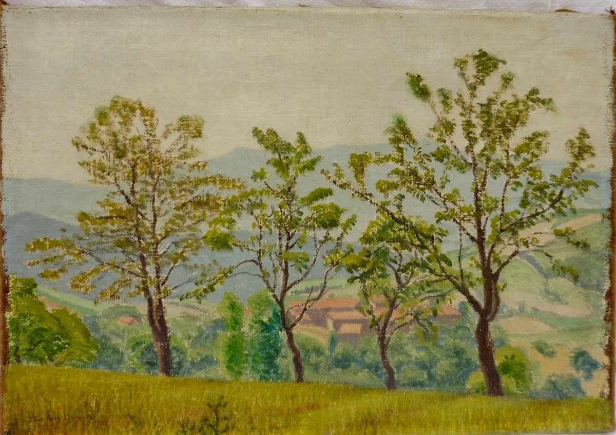 Charles Lacoste (1870-1959) Paysage du Pays Basque Huile / Toile 10p 38 x55 cm postimpressionniste Pyrénées Atlantiques près Ciboure Bordagain Euskal Herriko Paisaia Oleoa mihise gainean  postinpresionista Pirinio Atlantikoak Ziburutik Bordagainetik gertu-photo-4