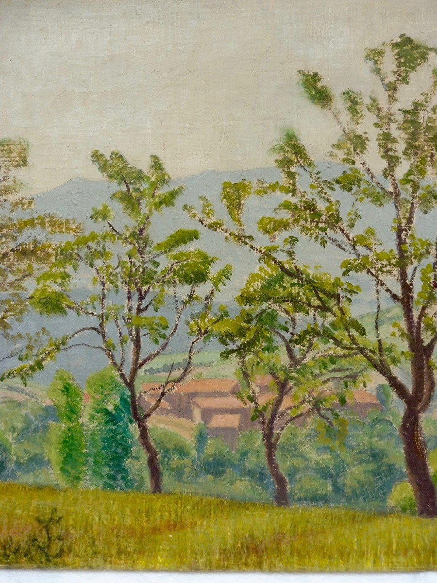 Charles Lacoste (1870-1959) Paysage du Pays Basque Huile / Toile 10p 38 x55 cm postimpressionniste Pyrénées Atlantiques près Ciboure Bordagain Euskal Herriko Paisaia Oleoa mihise gainean  postinpresionista Pirinio Atlantikoak Ziburutik Bordagainetik gertu-photo-1