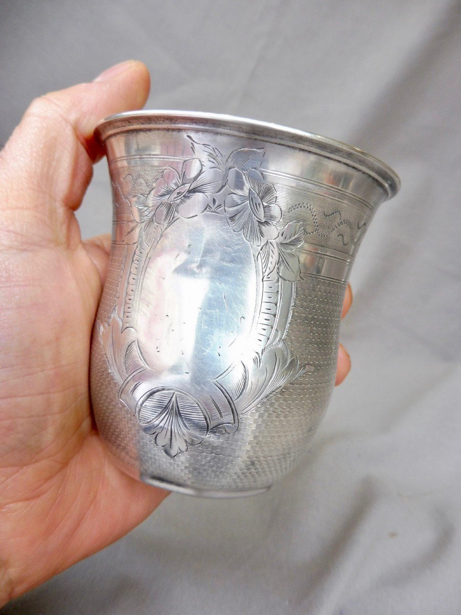 Timpani Baptism Goblet In Sterling Silver Minerva Guilloche Virgin Cartridge XIXth Napoleon III-photo-1