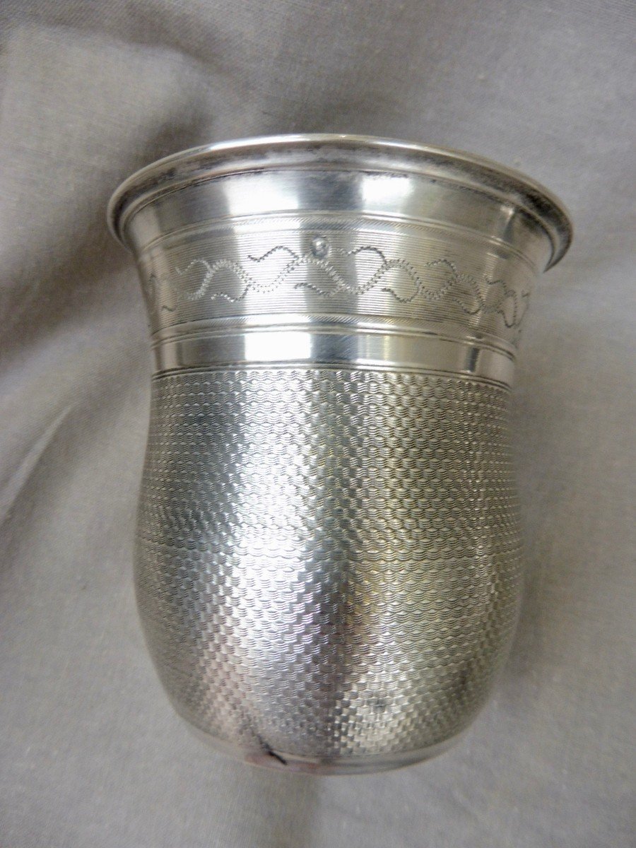 Timpani Baptism Goblet In Sterling Silver Minerva Guilloche Virgin Cartridge XIXth Napoleon III-photo-3