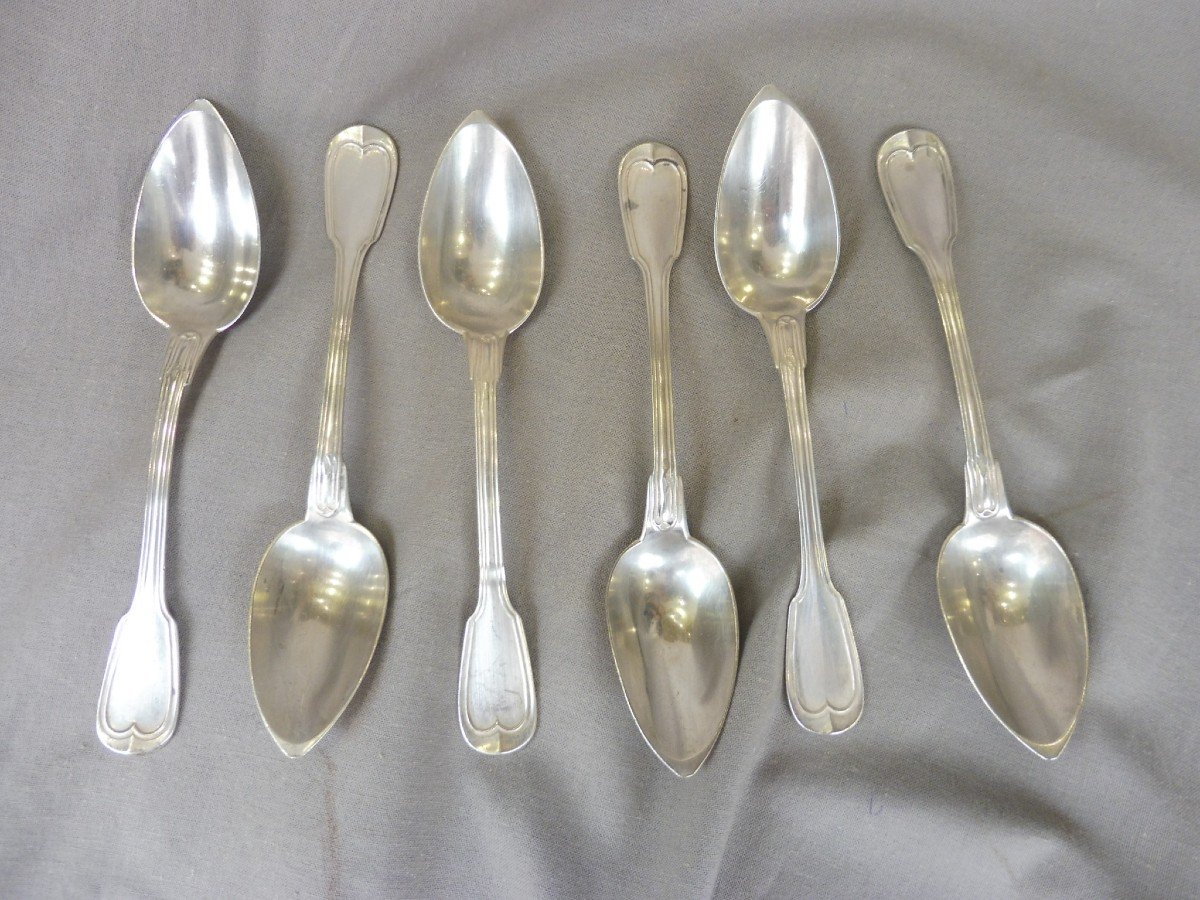 Tallois & Mayence Goldsmiths Paris End Xsuite Of 6 Six Spoons In 950 Sterling Silver / °° Minerva-photo-4