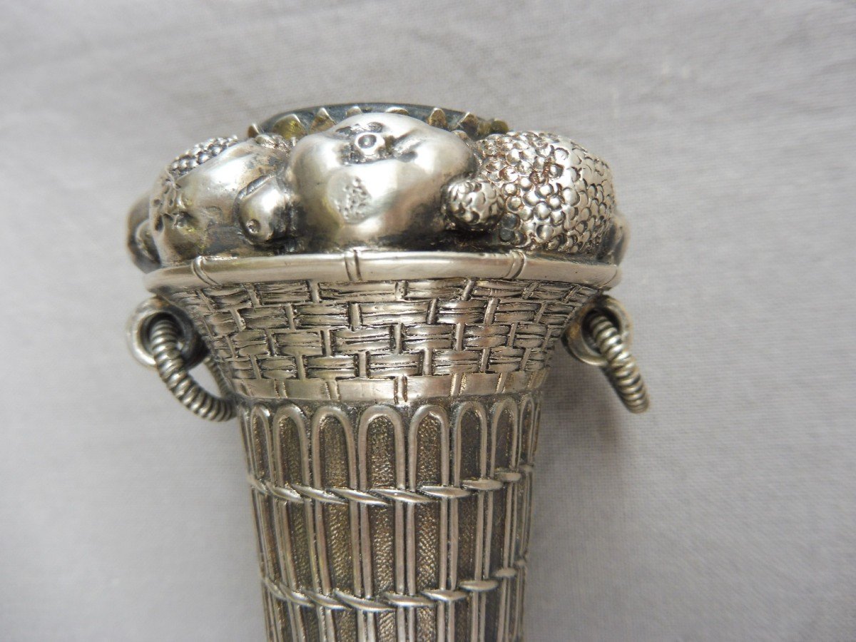 Canne Pommeau Argent Orné d'Un Médaillon en Micro Mosaïque Colonnade Ruines Romaines décor Antique Rome Souvenir du Grand Tour Italie Micromosaïque  XIXème 19ème siècle  91 cm  Canna Argento Manopola Decorata con Medaglione in Micro Mosaico Colonnato Decor-photo-6
