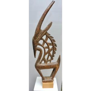 Cimier Tiwara M&acirc;le Mali Bambara Antilope Ti-wara Fin XIX&egrave;me D&eacute;but XX&egrave;me 78 Cm 