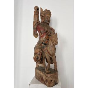 Zhang Guolao On His Donkey, Wooden Sculpture With Polychromy Highlights, China, Ming Dynasty