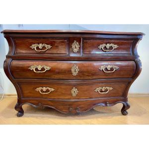 Commode de port tombeau bordelaise en acajou massif &Eacute;poque Louis XV 18&egrave;me XVIII&egrave;me galb&eacute;e Bordeaux 