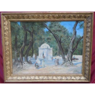 Fortunio XIX Oil Orientalist Algeria Blida Marabout Sidi Yacoub 19th