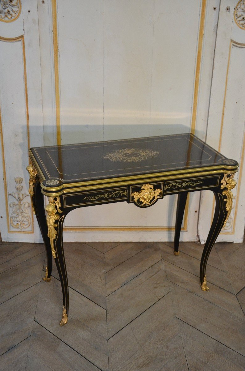 Games Table In Blackened Wood From The Napoleon III Period-photo-2