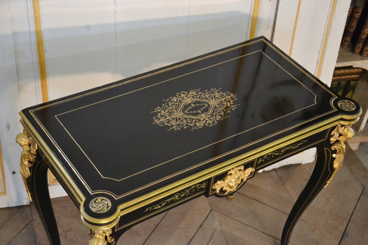 Games Table In Blackened Wood From The Napoleon III Period-photo-3