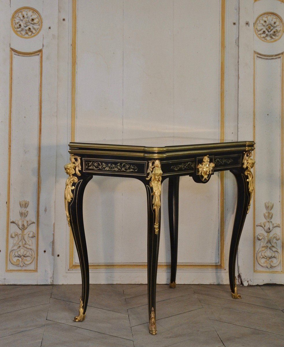 Games Table In Blackened Wood From The Napoleon III Period-photo-4