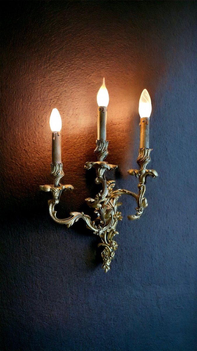 Pair Of Louis XV Style Sconces In Bronze
