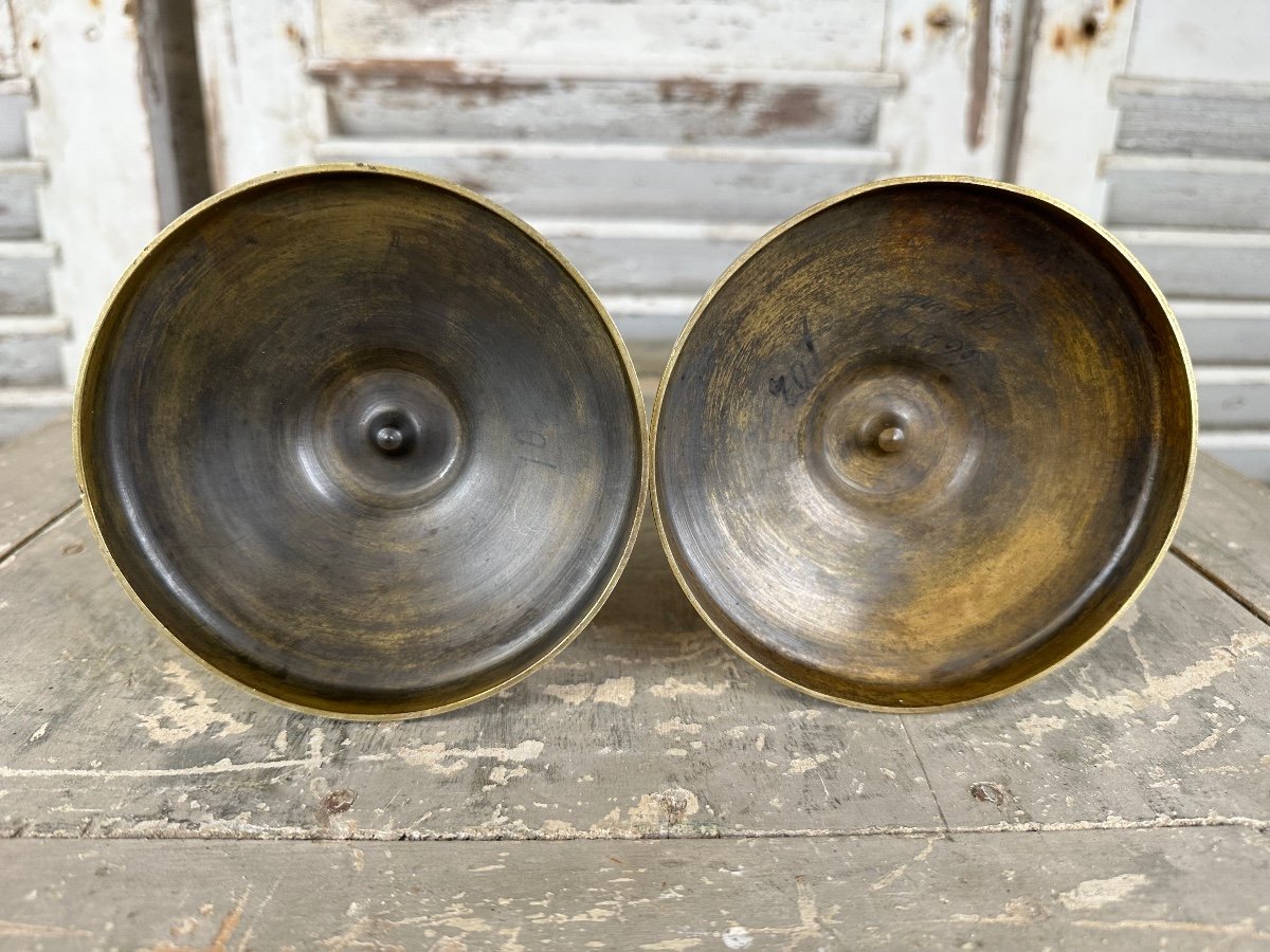 Pair Of Candlesticks Restoration In Gilt Bronze-photo-1