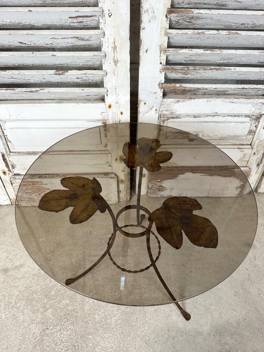 Petite Table D’appoint En Métal Doré-photo-1