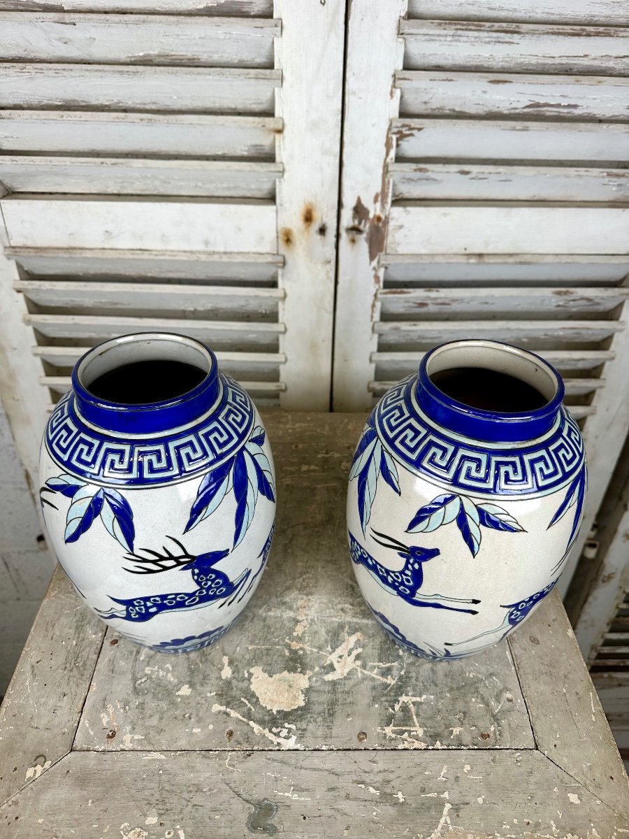 Pair Of Keralouve Art Deco Style Vases-photo-3