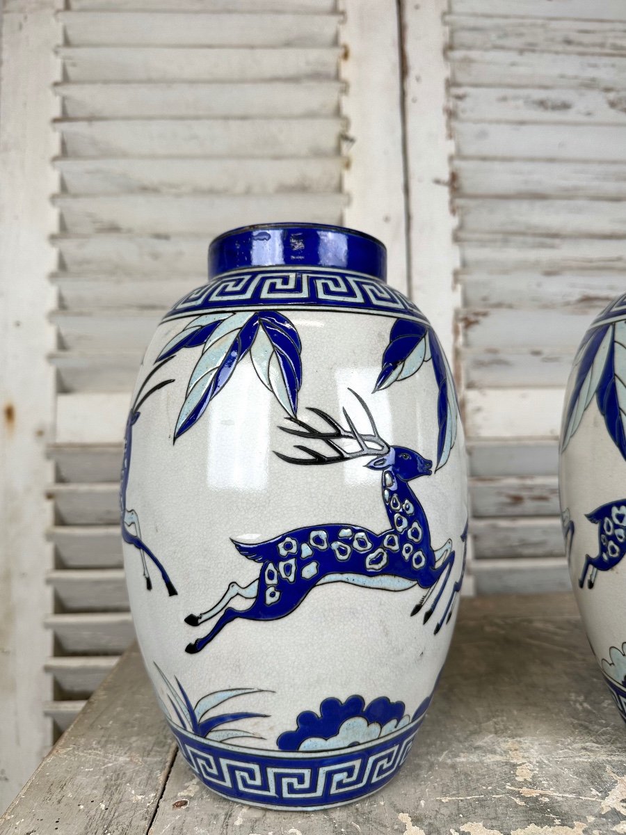 Paire De Vases De Style Art Déco Keralouve-photo-4