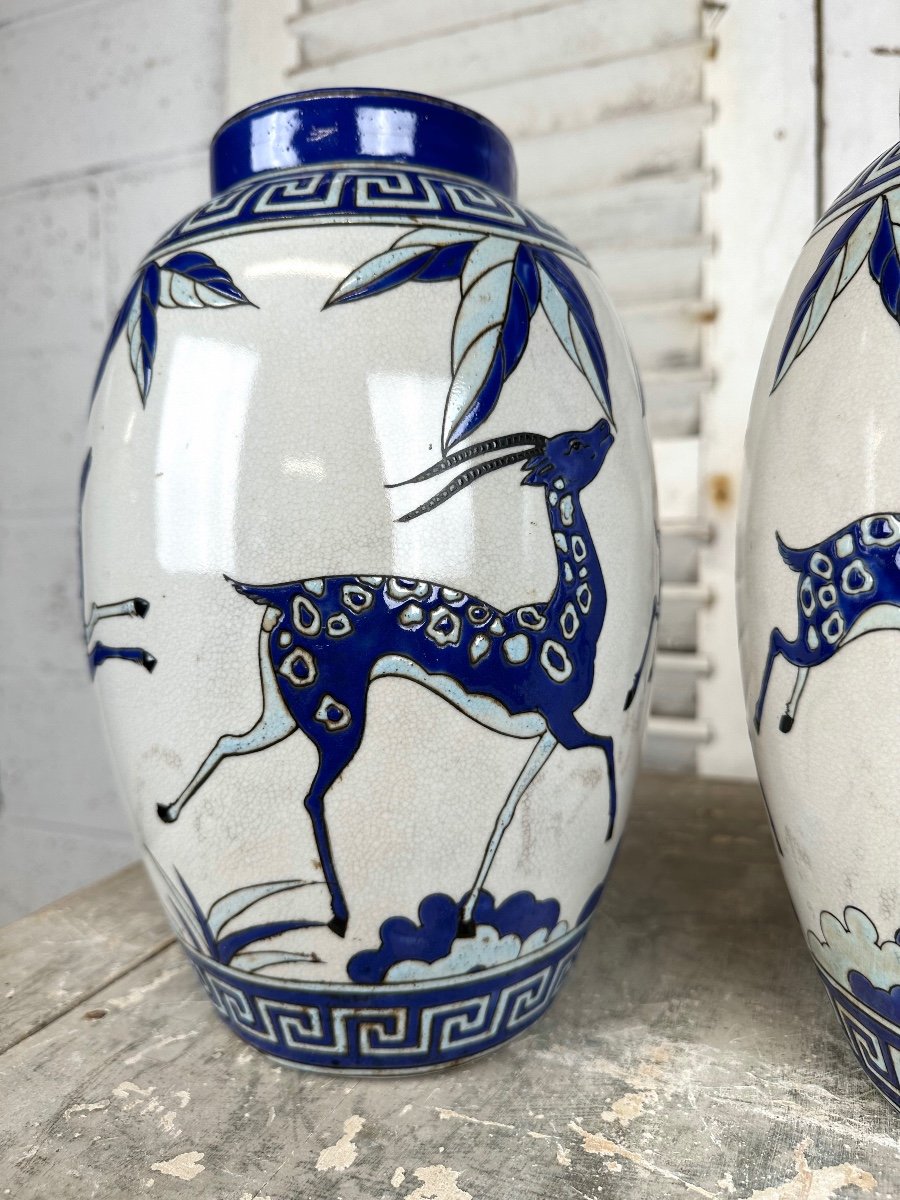 Pair Of Keralouve Art Deco Style Vases-photo-4