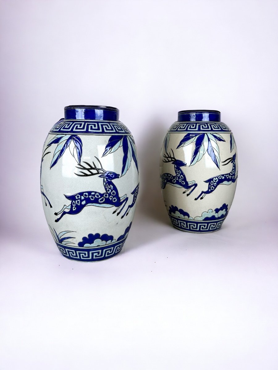 Pair Of Keralouve Art Deco Style Vases