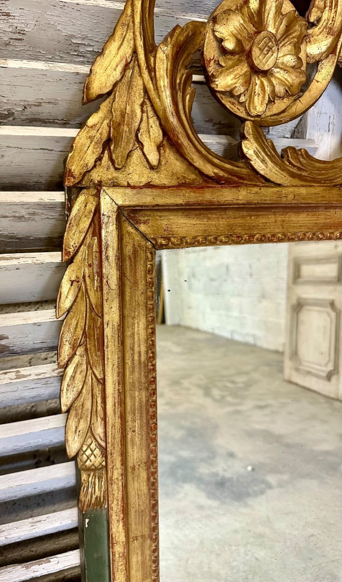Louis XVI Style Golden Mirror 20th Century Period (h 154 Cm)-photo-3