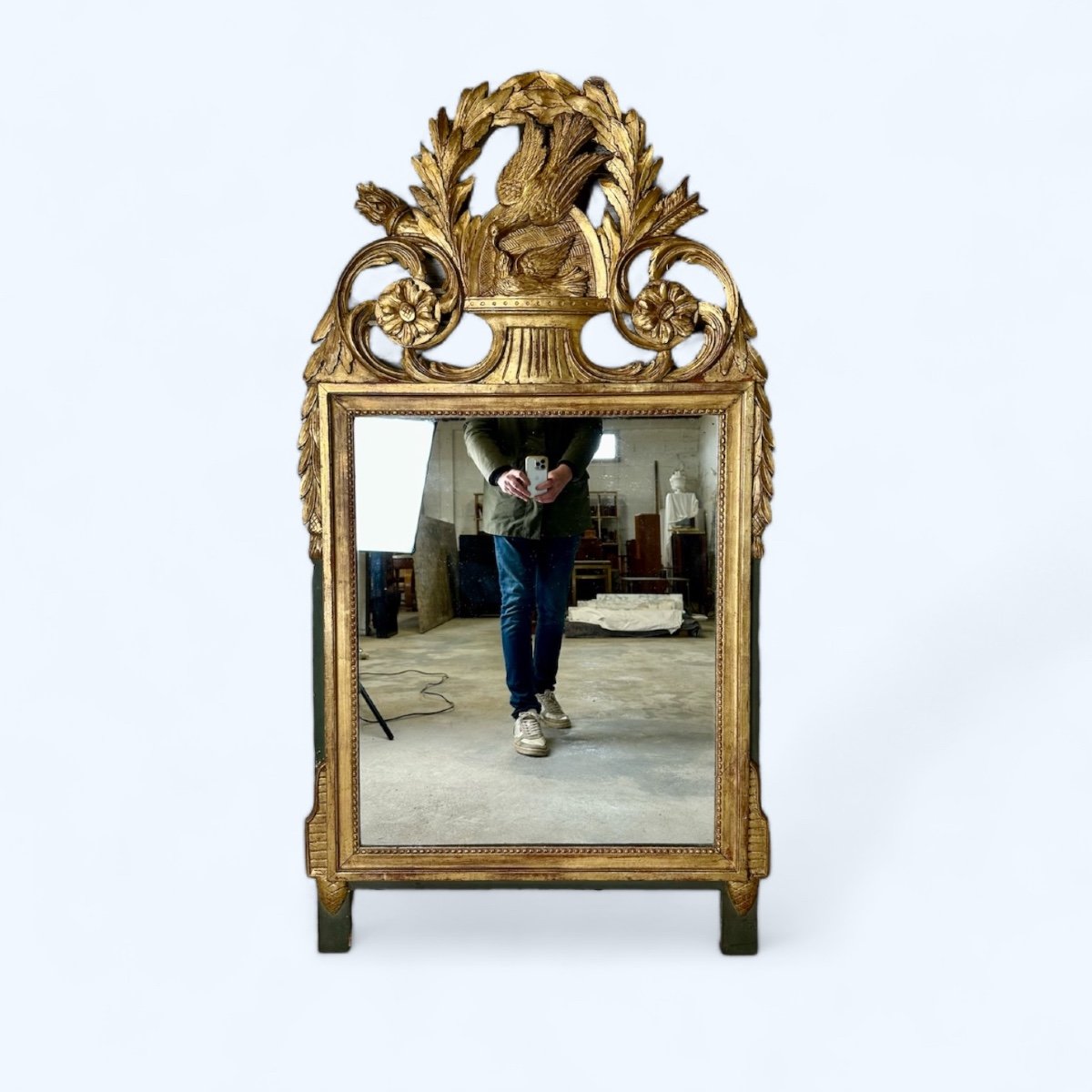 Louis XVI Style Golden Mirror 20th Century Period (h 154 Cm)-photo-8