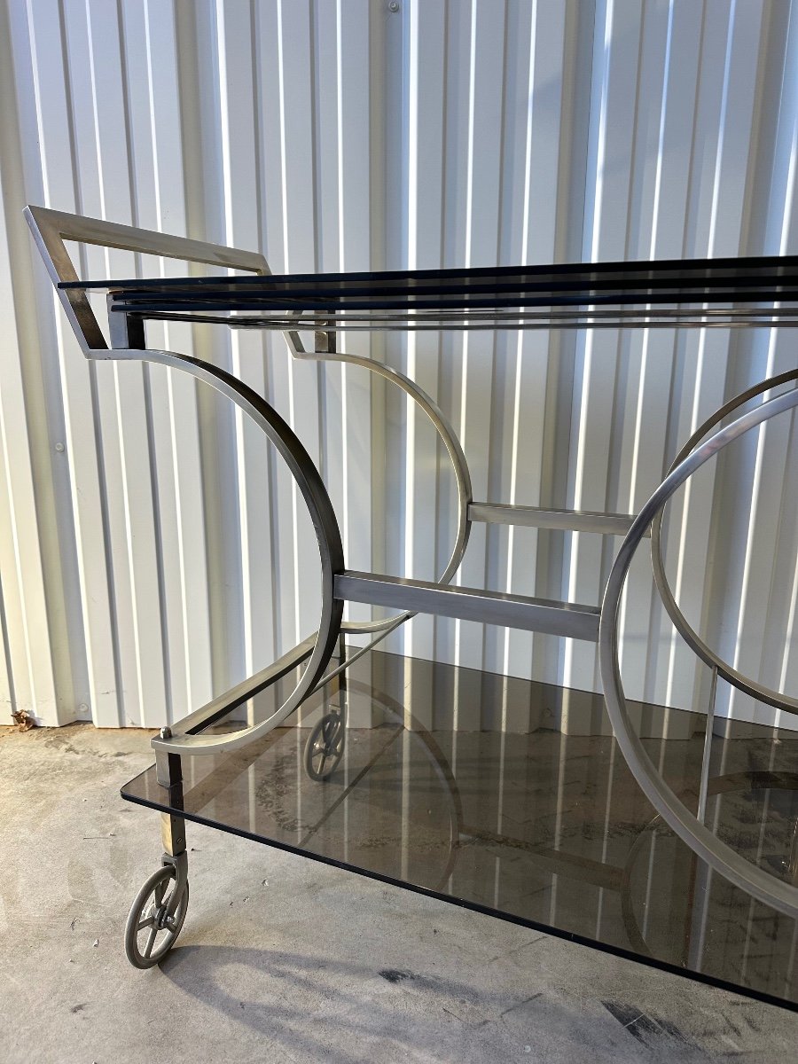 70s Chrome Metal Serving Trolley-photo-2