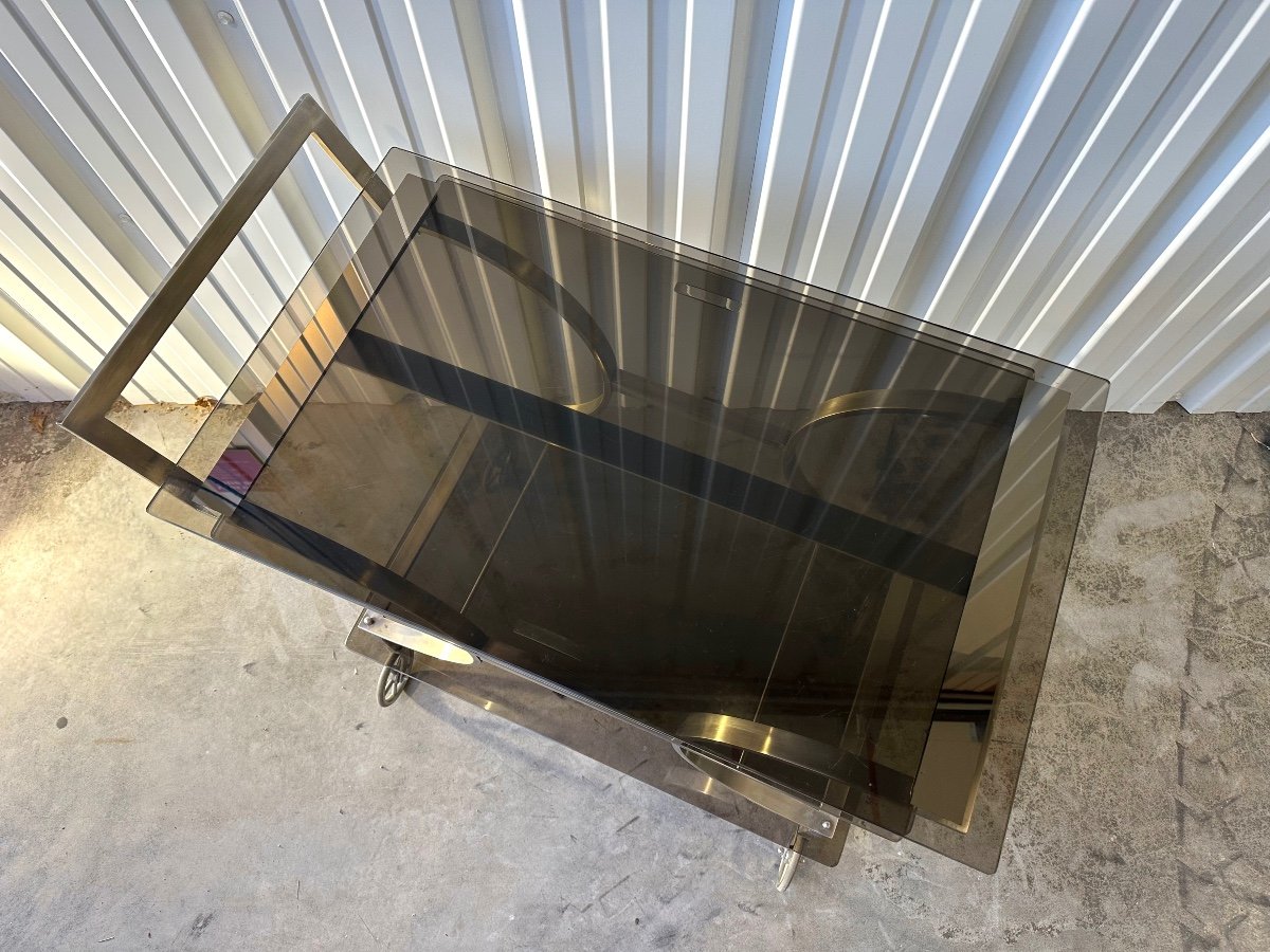 70s Chrome Metal Serving Trolley-photo-3