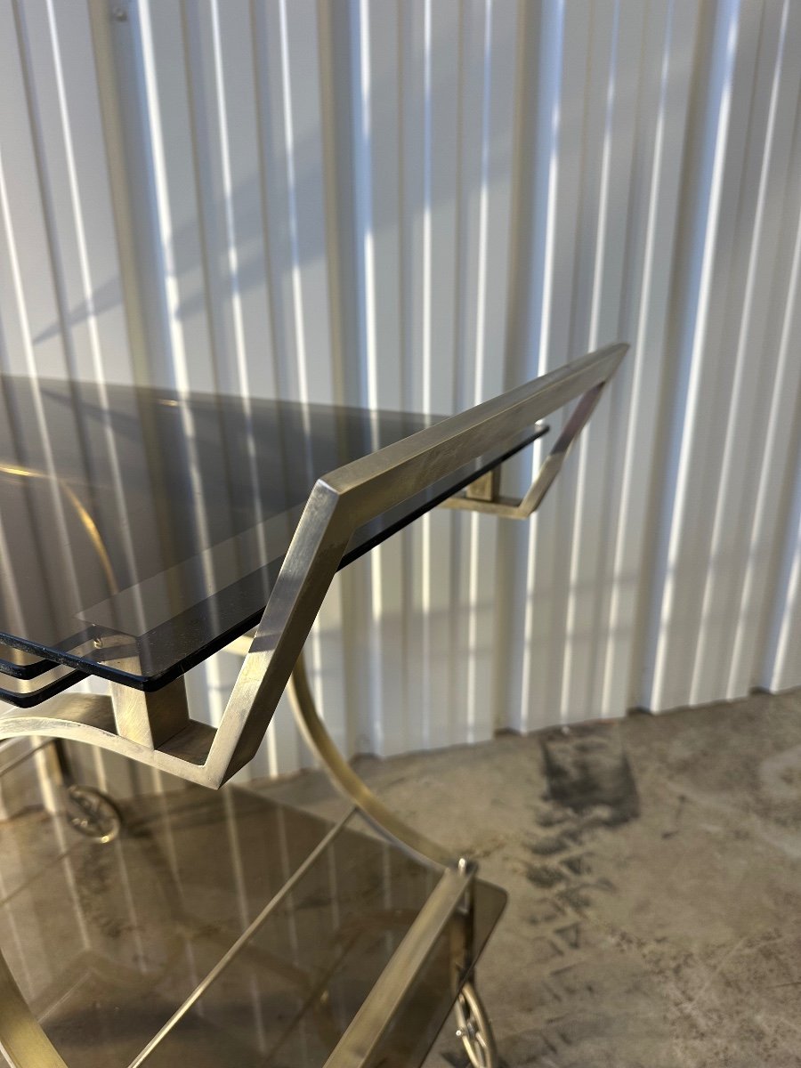 70s Chrome Metal Serving Trolley-photo-8