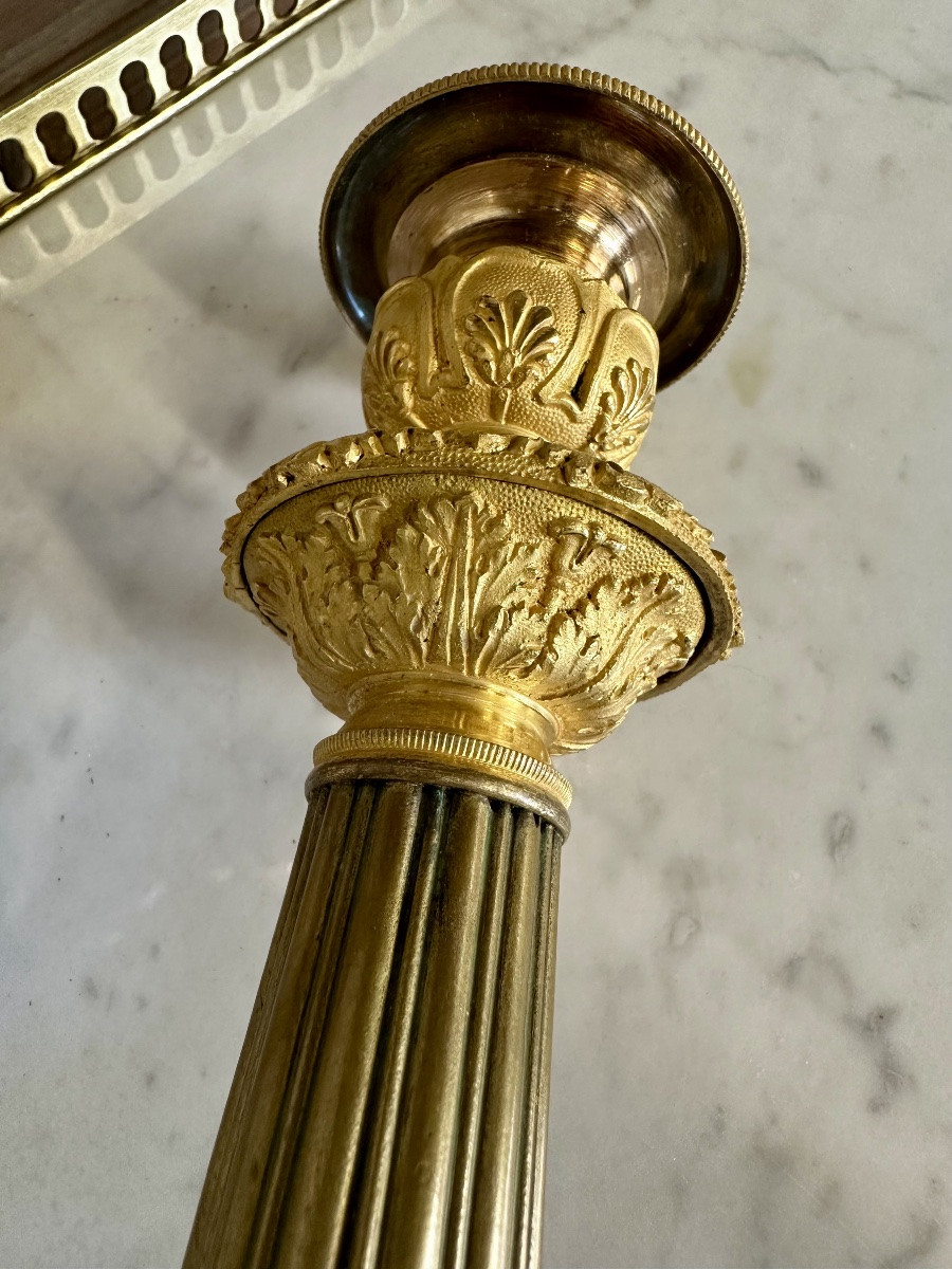 Paire De Bougeoirs En Bronze époque Restauration Début 19e Siècle-photo-6