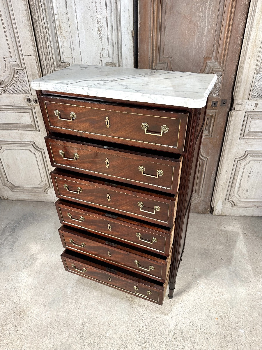 Louis XVI Style Mahogany Chest Of Drawers, 19th Century-photo-2