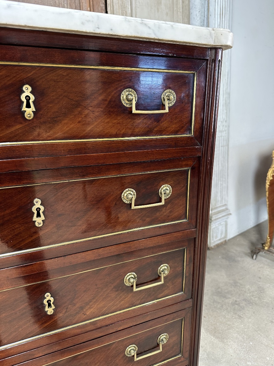 Louis XVI Style Mahogany Chest Of Drawers, 19th Century-photo-3