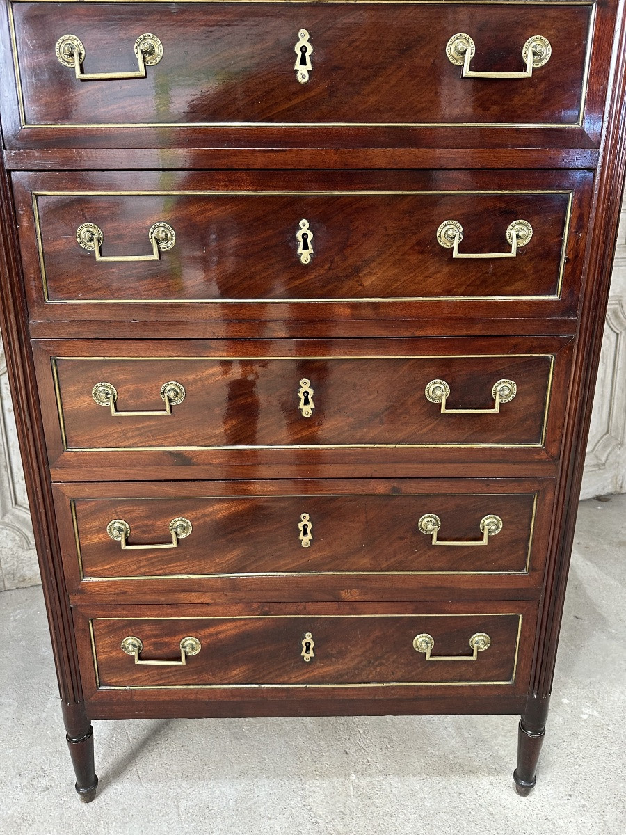 Louis XVI Style Mahogany Chest Of Drawers, 19th Century-photo-4