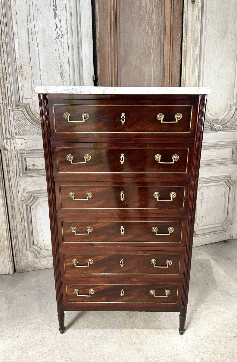 Louis XVI Style Mahogany Chest Of Drawers, 19th Century-photo-4