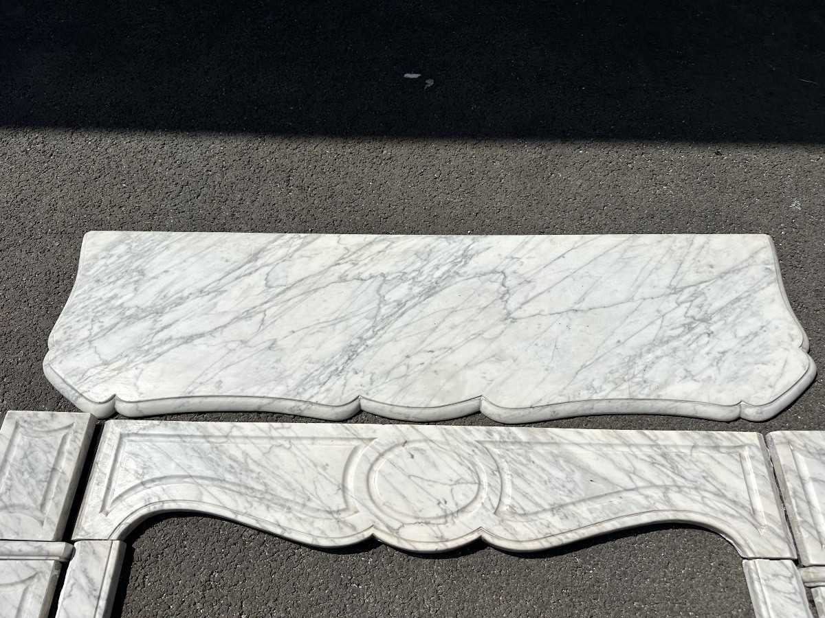 Cheminée Pompadour De Style Louis XV En Marbre Blanc-photo-3
