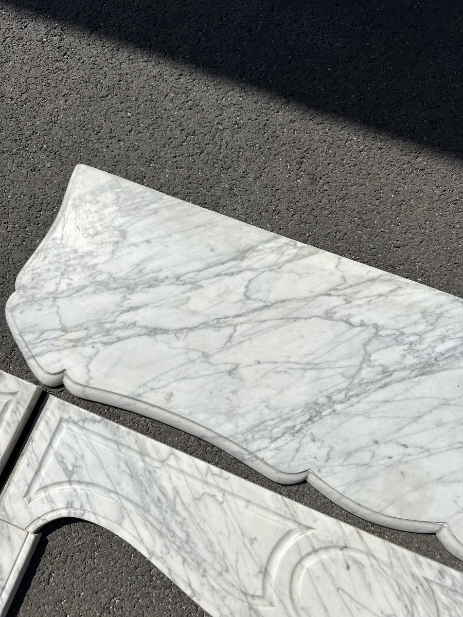 Cheminée Pompadour De Style Louis XV En Marbre Blanc-photo-7