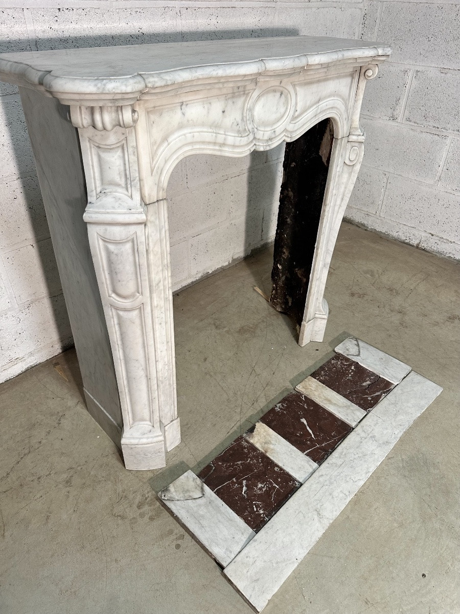 Petite Cheminée De Style Louis XV En Marbre Blanc 19e Siècle-photo-3