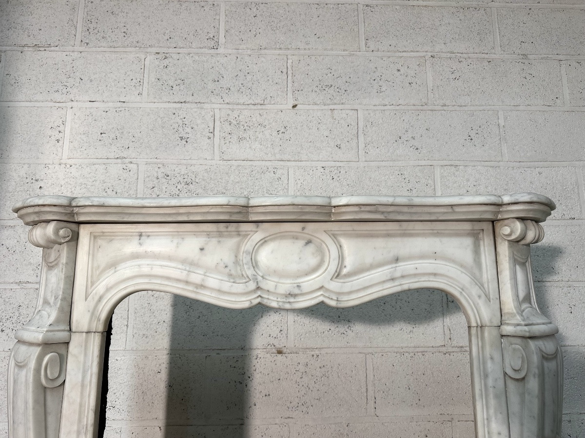 Petite Cheminée De Style Louis XV En Marbre Blanc 19e Siècle-photo-4