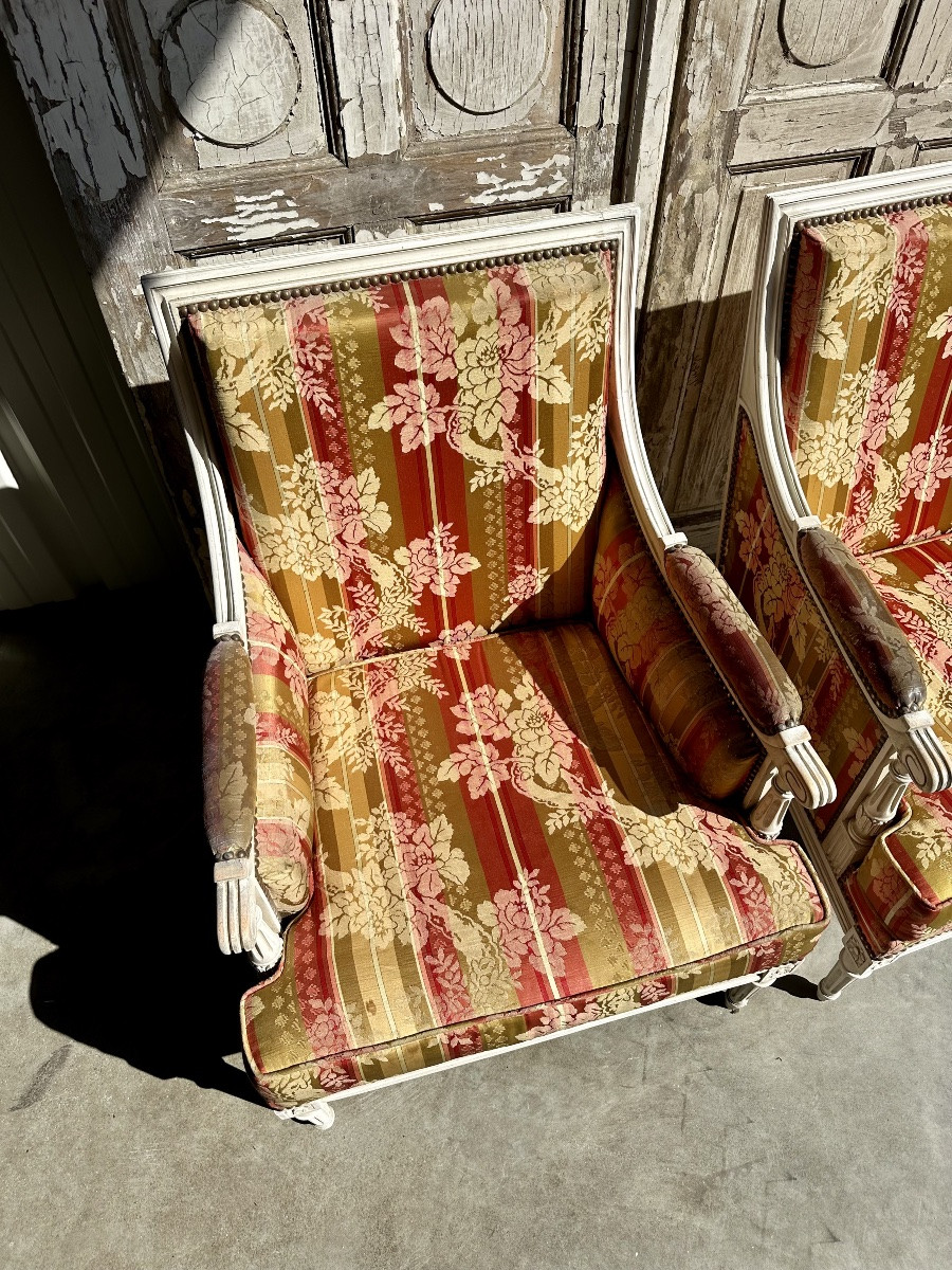 Pair Of Louis XVI Bergeres, 20th Century-photo-2