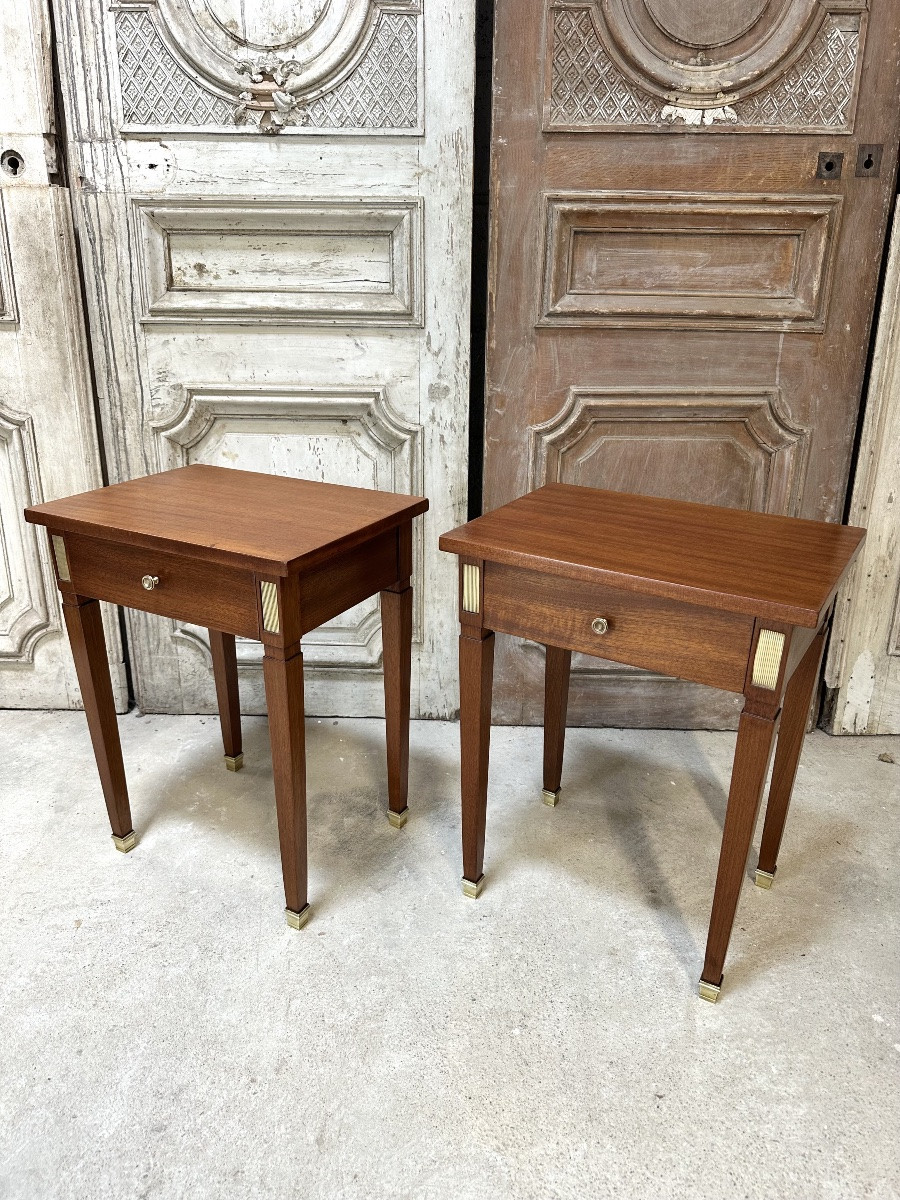 Pair Of Bedside Tables Forming Louis XVI Style Sofa Ends-photo-1