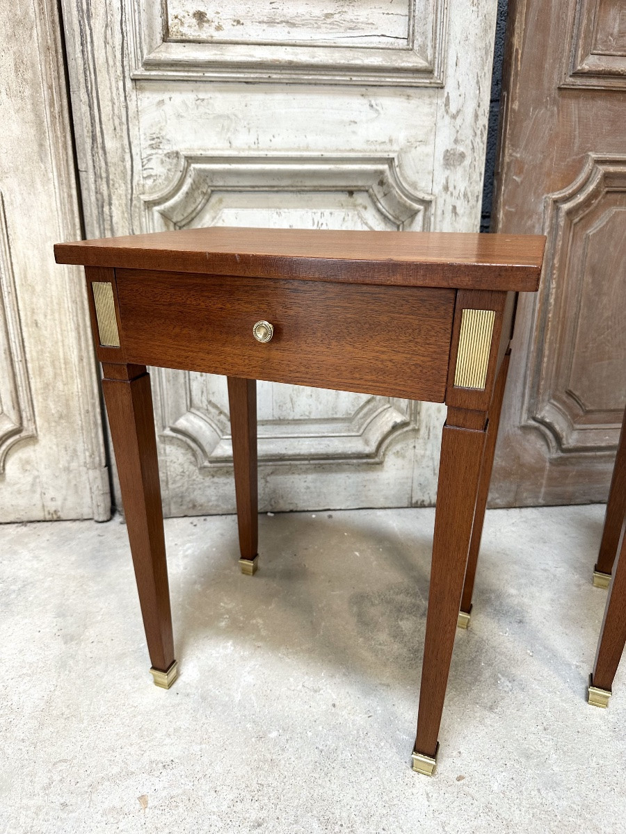 Pair Of Bedside Tables Forming Louis XVI Style Sofa Ends-photo-2