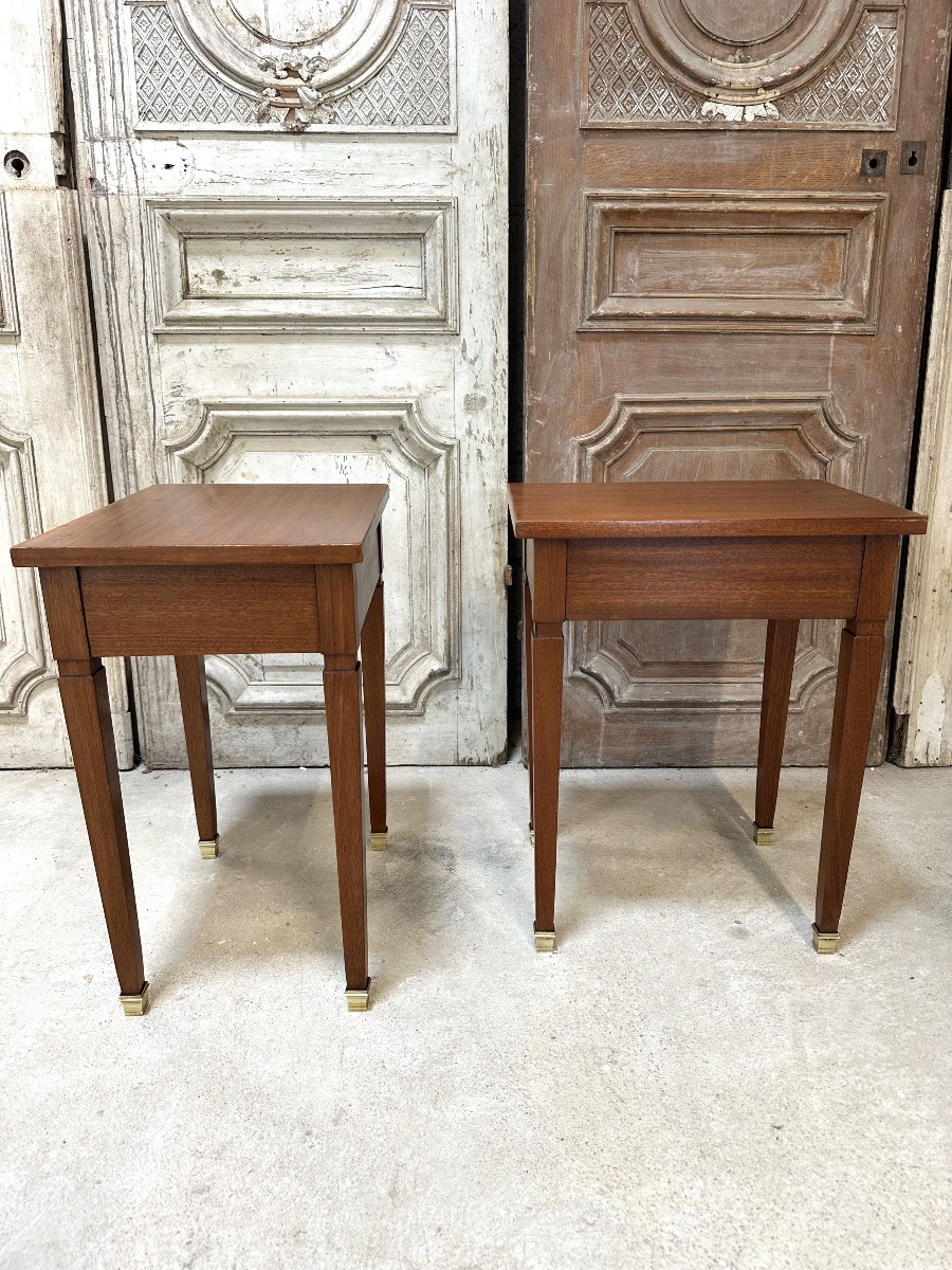Pair Of Bedside Tables Forming Louis XVI Style Sofa Ends-photo-4