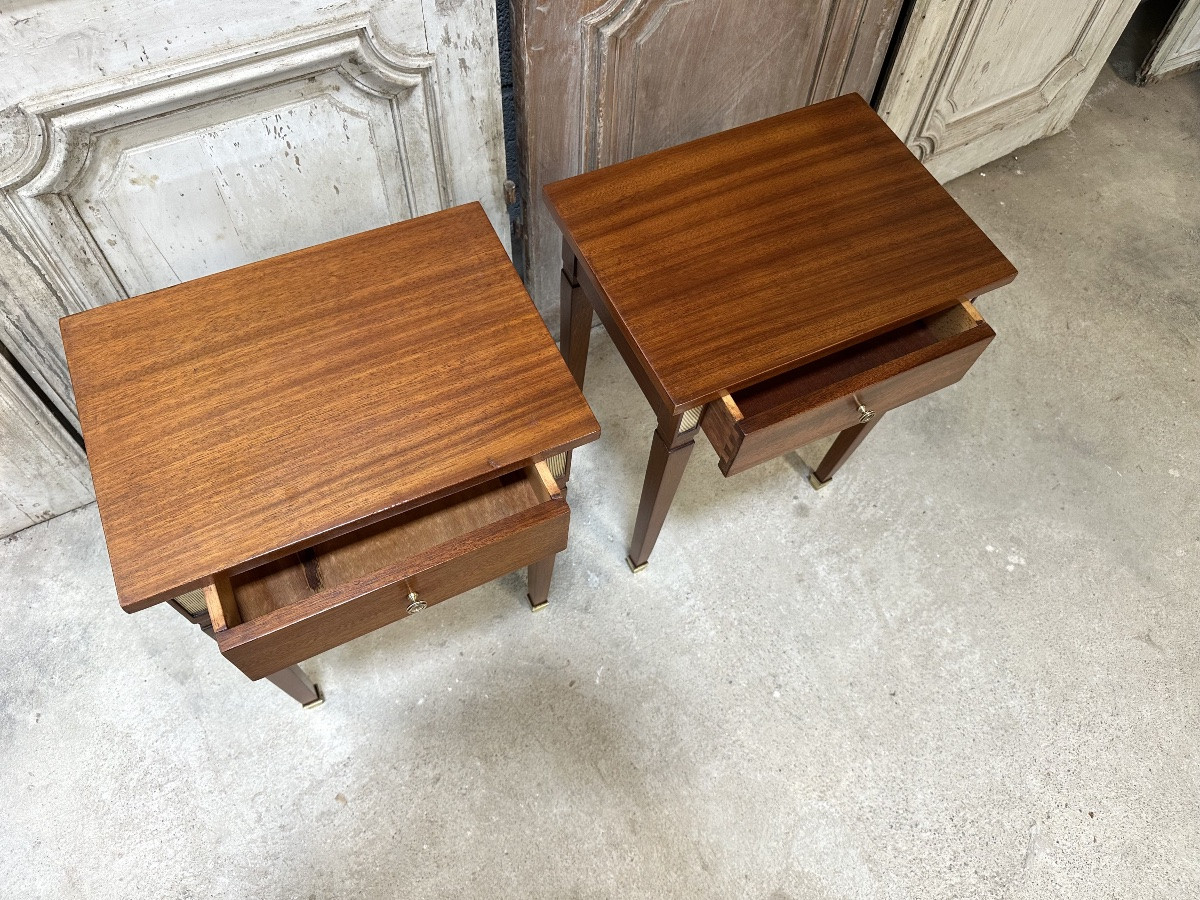 Pair Of Bedside Tables Forming Louis XVI Style Sofa Ends-photo-5