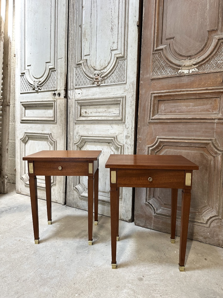 Pair Of Bedside Tables Forming Louis XVI Style Sofa Ends