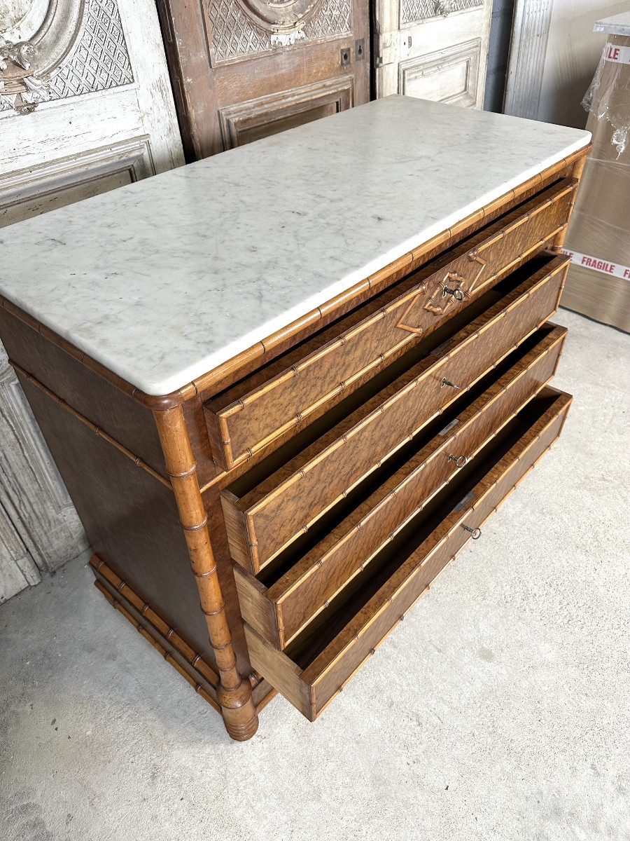 Commode faux bambou époque fin 19e siècle-photo-2